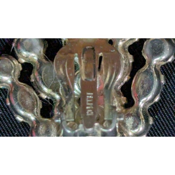 Vintage Rhinestone Clip-On Earrings With Blue Stones & Silver Tone Metal - Picture 7 of 8